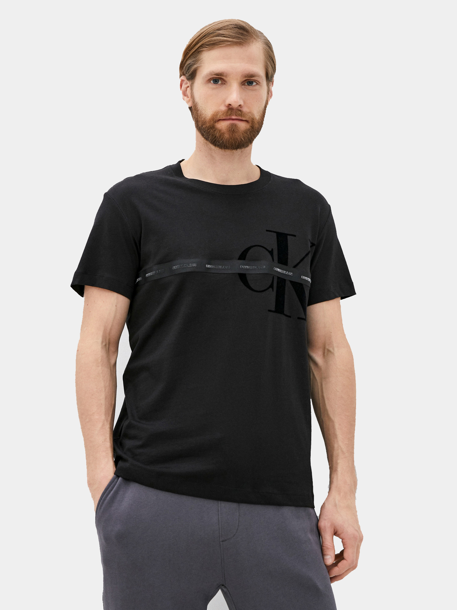 

Футболка Calvin Klein Jeans Monogram Flock Tape Tee J30J318744-BEH  Black, Футболка Calvin Klein Jeans Monogram Flock Tape Tee J30J318744-BEH M Black