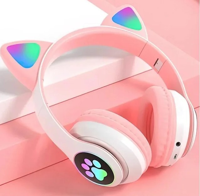 

Беспроводные Bluetooth наушники с ушками детские Cat Ear STN-28 со светящимися ушками (Розовый)