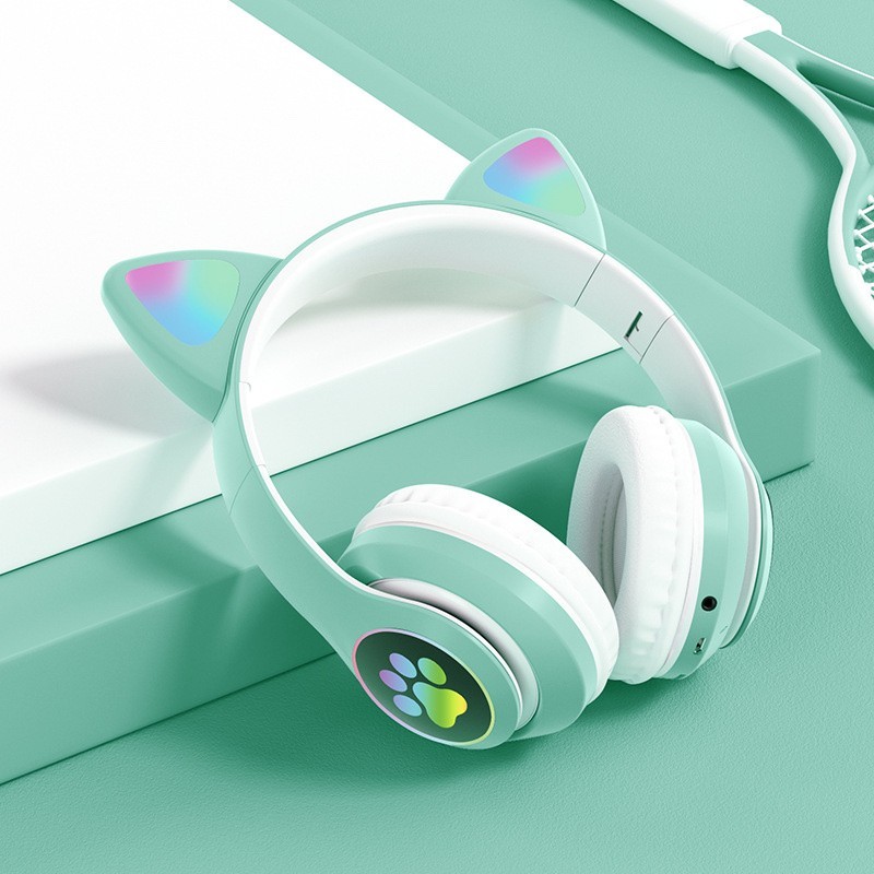 

Детские беспроводные блютуз наушники STN-28 Bluetooth-28 Bluetooth со светящимися кошачьими ушками(Зеленый)