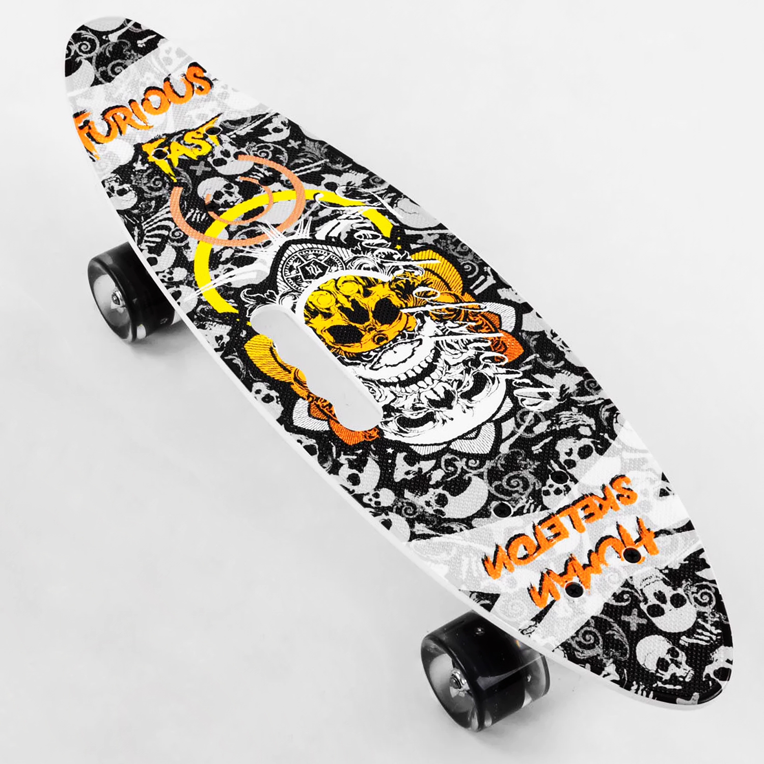 

Скейт Пенни с ручкой Best Board "Human Skeleton" колеса PU, светятся (04561)