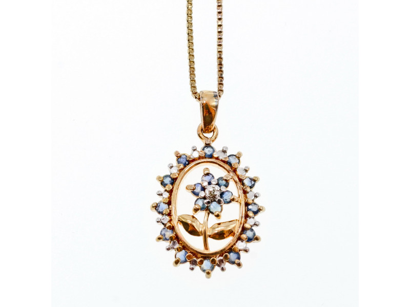 

Серебряная цепочка с кулоном в позолоте с сапфирами Натуральный Sky Jewelry 002525