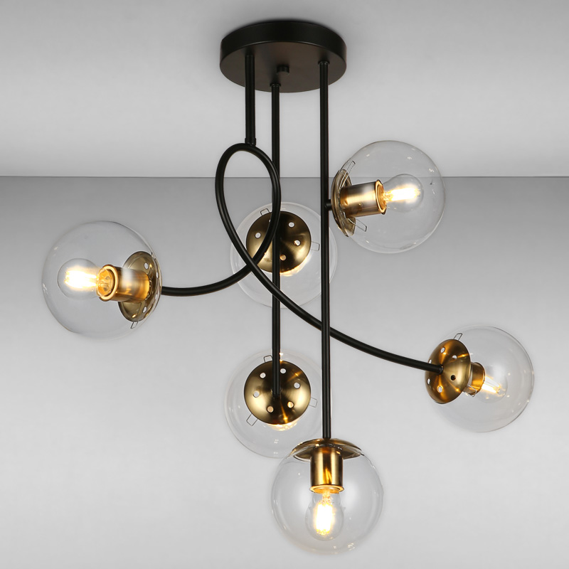

Люстра молекула подвесная Light House LS-17079-6 BK+CL черная