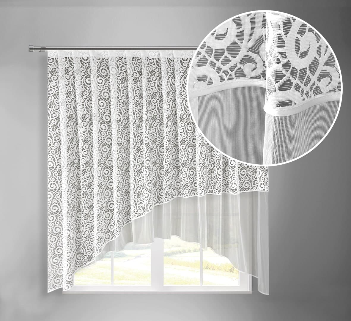 

Кухонная арка Adagio Windows Decor Мира в размерах 3х1,7м, короткая занавеска для кухни с вензелем