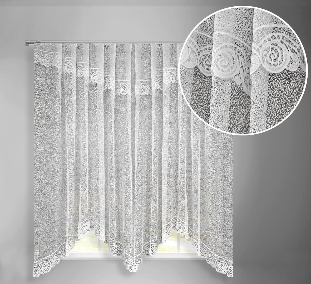 

Кухонная арка Adagio Windows Decor Шанти в размерах 2,9х1,75м, короткая занавеска для кухни с ламбрекеном