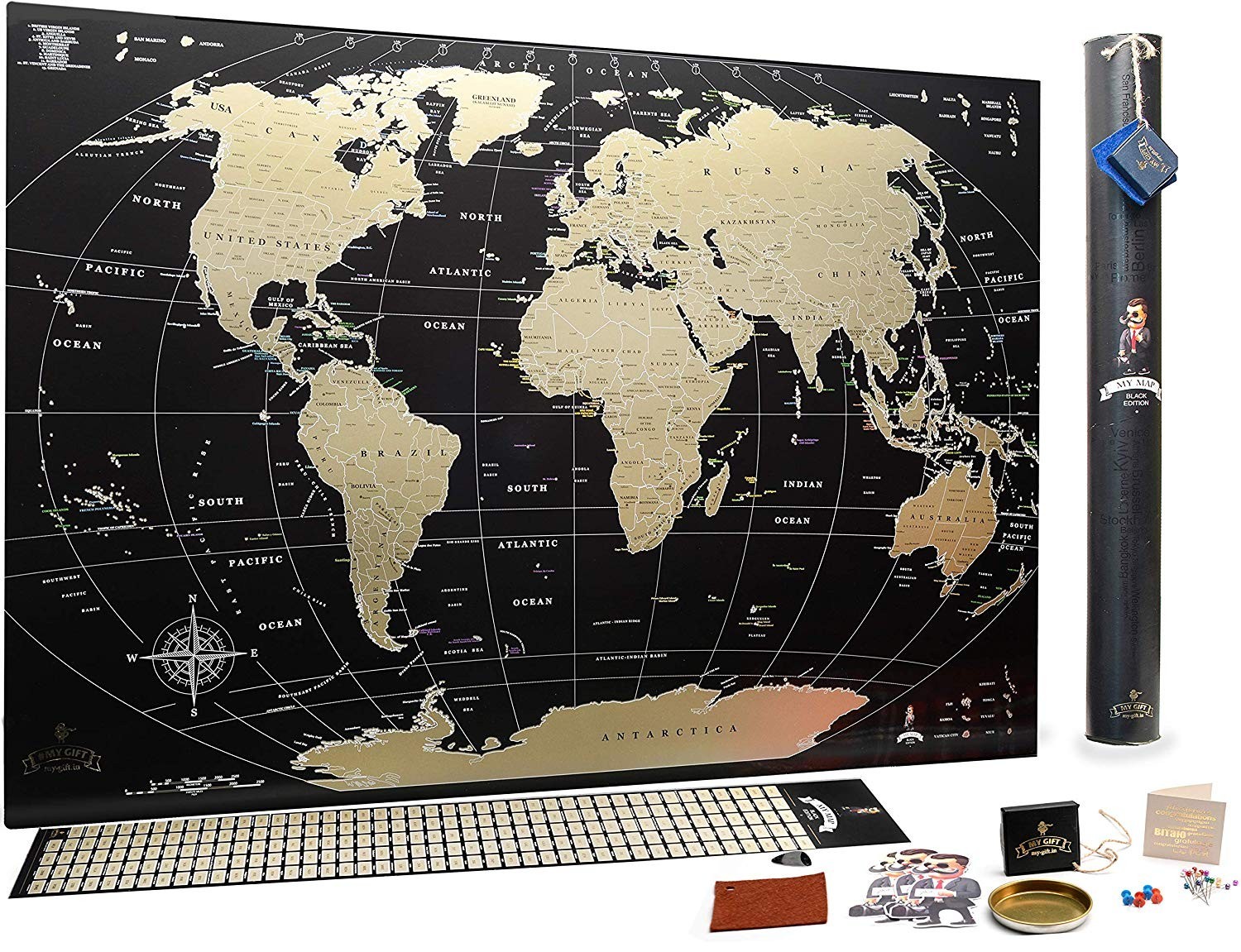 

Черная скретч карта мира My Map Black Edition ENG 88*63 см