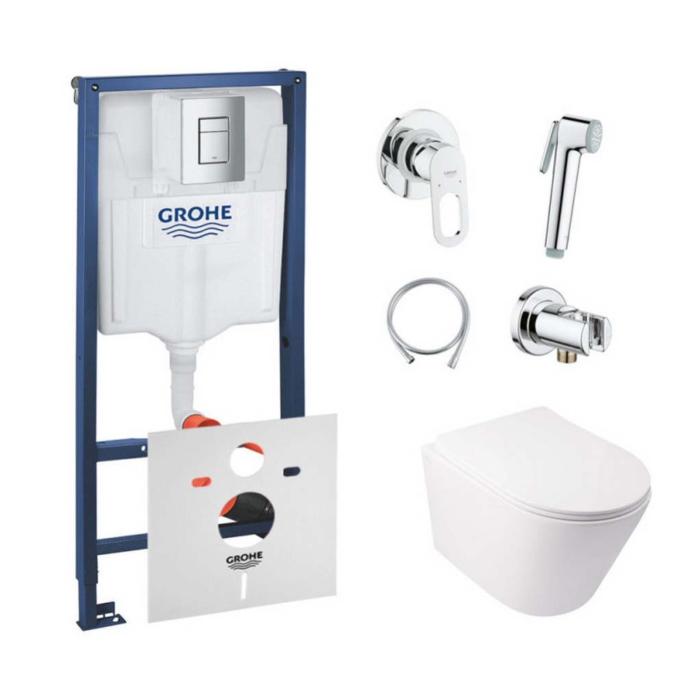 

Комплект інсталяція Grohe Rapid SL 38772001 + унітаз з сидінням Qtap Swan QT16335178W + набір для гігієнічного душу зі змішувачем Grohe BauLoop 111042 (38772001QT16335178W111042)