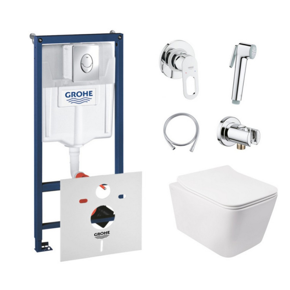 

Комплект інсталяція Grohe Rapid SL 38721001 + унітаз з сидінням Qtap Crow QT05335170W + набір для гігієнічного душу зі змішувачем Grohe BauLoop 111042 (38721001QT05335170W111042)