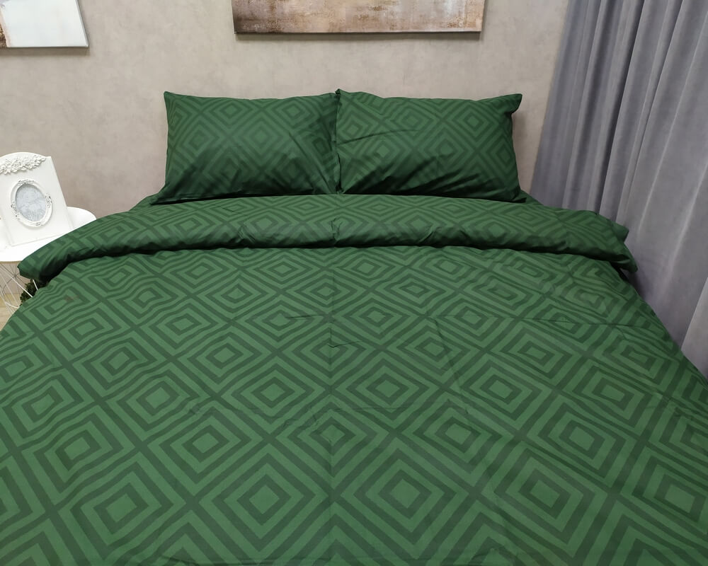 

Постельное белье LARA бязь d11188p Ромб Green полуторное Наволочки 70х70