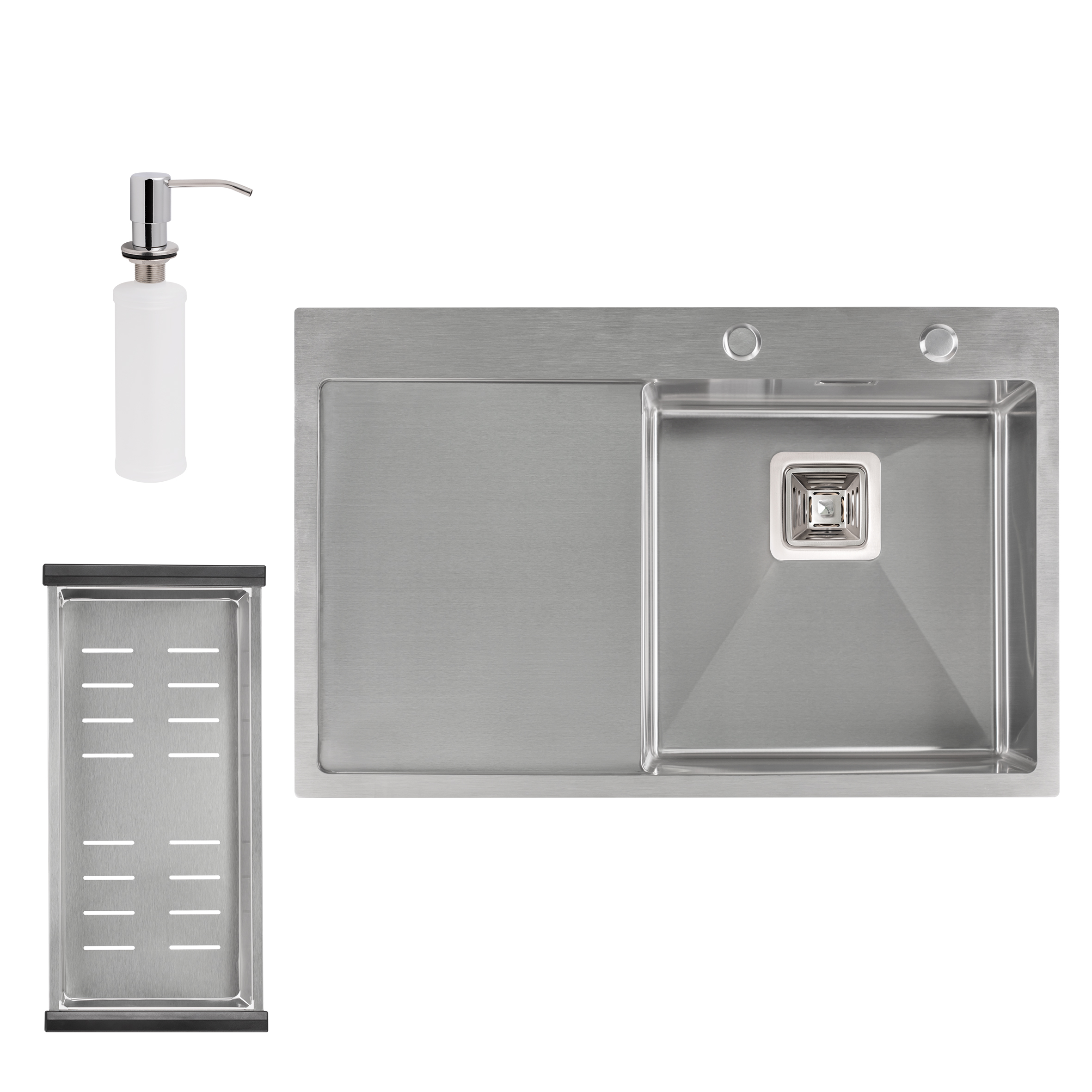

Набір 3 в 1 Qtap кухонна мийка DK7850R 3.0/1.2 мм Satin + сушарка + дозатор для миючого засобу (QTDK7850RSET3012)