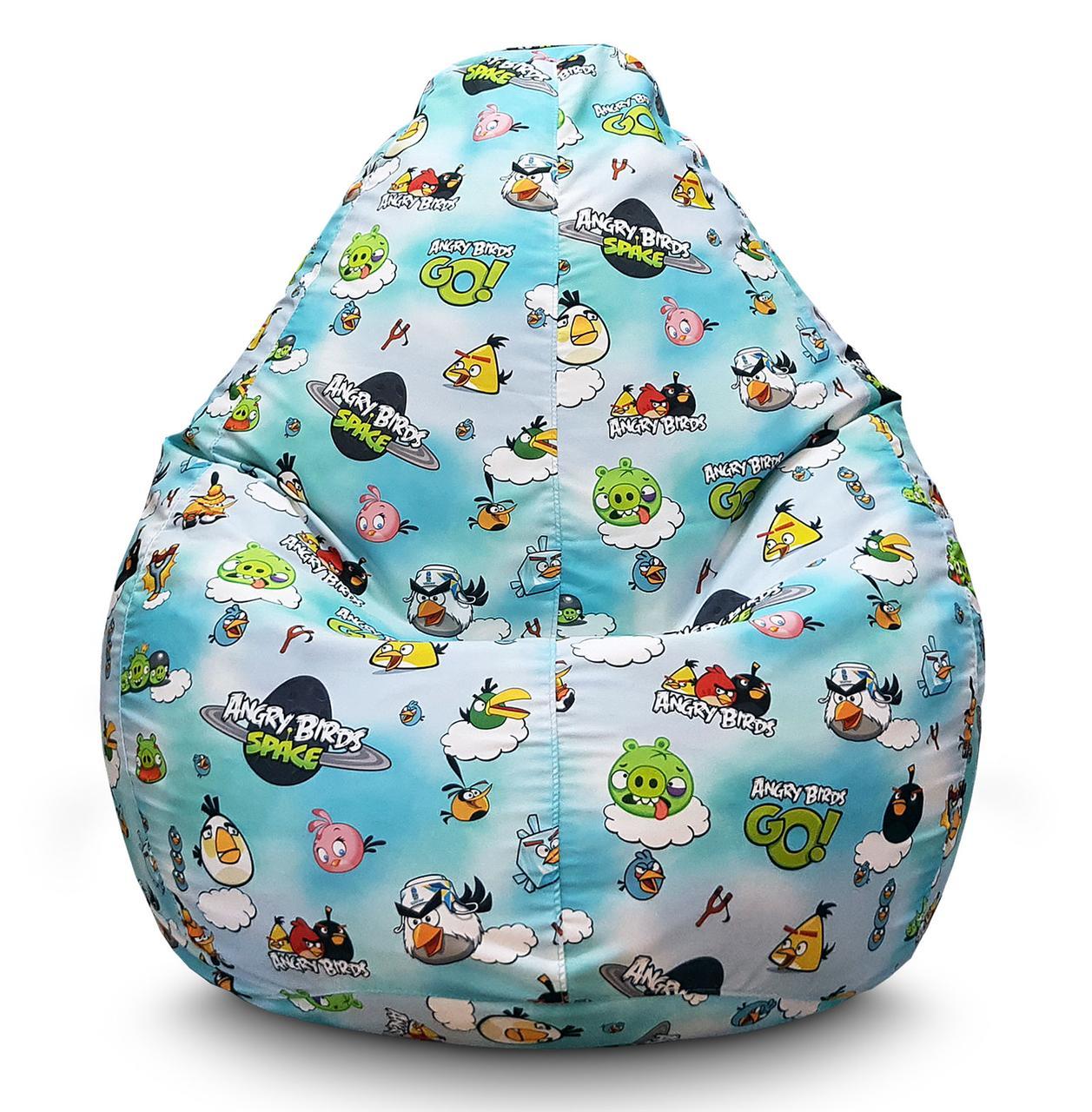 

Кресло мешок PufOn, "Angry Birds" голубой Флок ХХL