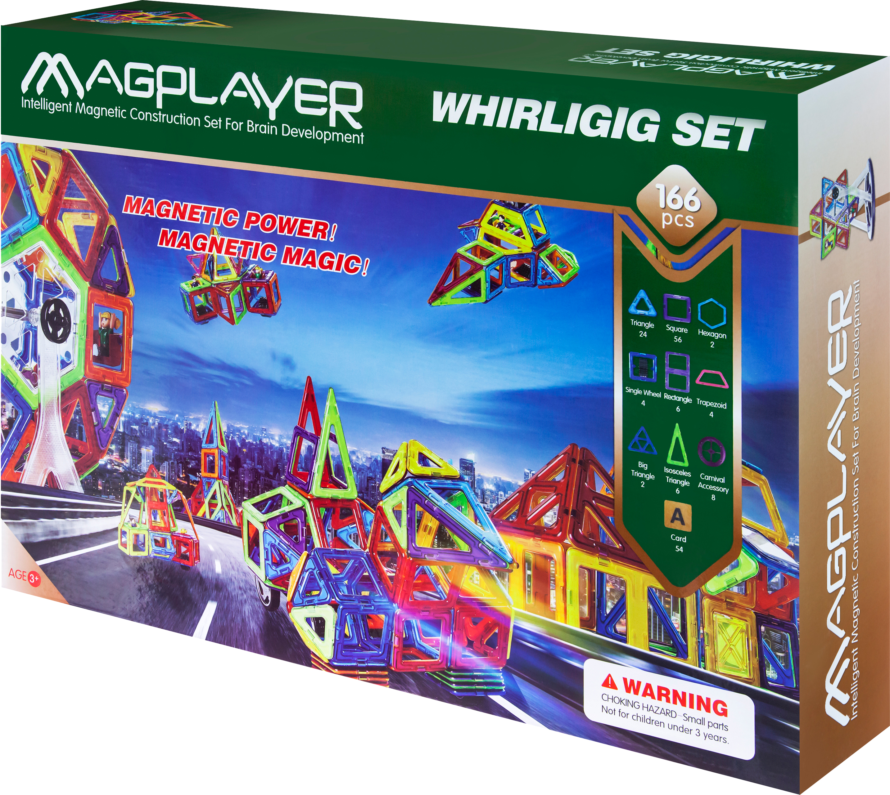 

Конструктор магнитный Magplayer 166 элементов (MPA-166)