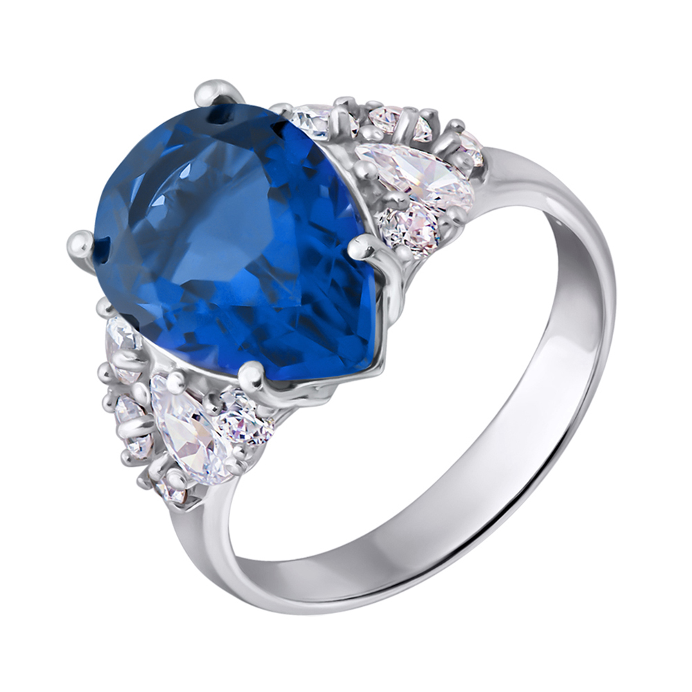 

Серебряное кольцо с танзанитом и фианитами 000133132 17.5 размера