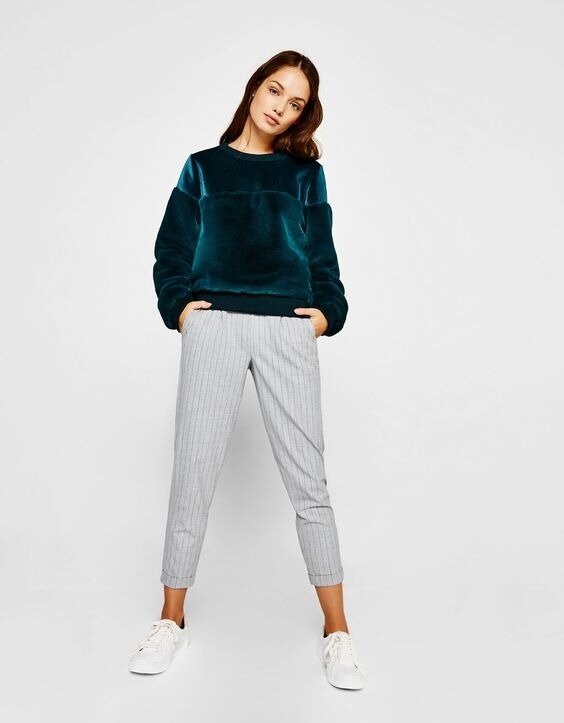 

Брюки Bershka 5077/168  серые в полоску, Брюки Bershka 5077/168 L серые в полоску