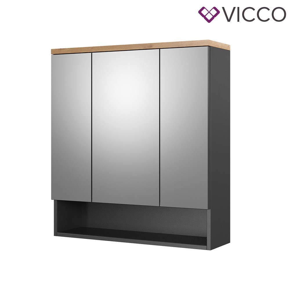

Зеркальный шкаф Vicco Eden, антрацит, дуб
