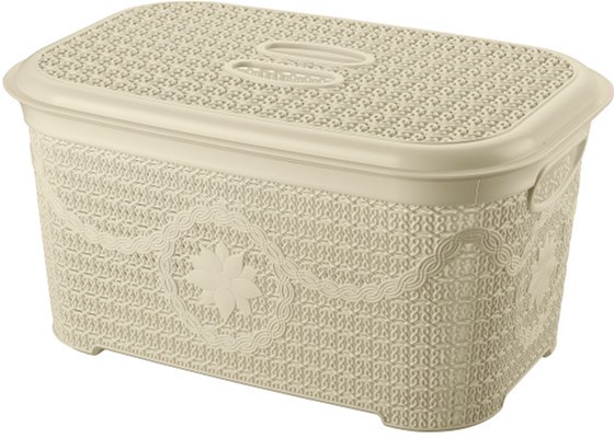 

Корзина для хранения с крышкой Asude Plastik 20 л Бежевый (asd166-беж)
