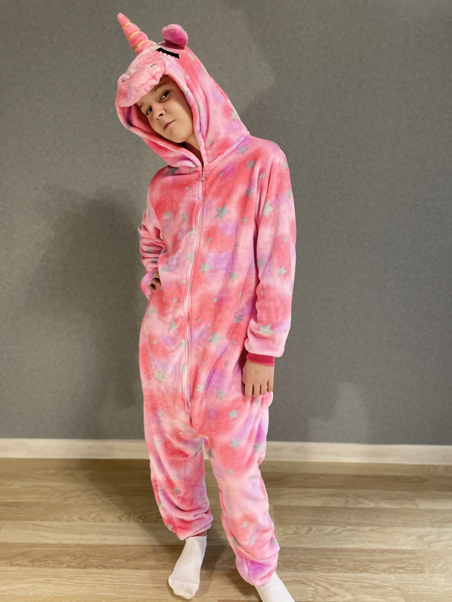 

Пижама кигуруми Kigurumi Розовый Единорог со звездами на молнии размер  145-155 см, Пижама кигуруми Kigurumi Розовый Единорог со звездами на молнии размер S 145-155 см