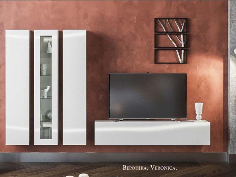 

Гостиная стенка под ТВ Вероника LasCavo 180х30х180 нимфея альба/нимфея альба лак