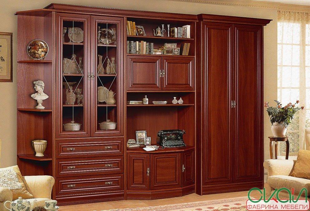 

Гостиная стенка с шкафом Мона Скай 310х56х216 орех итальянский