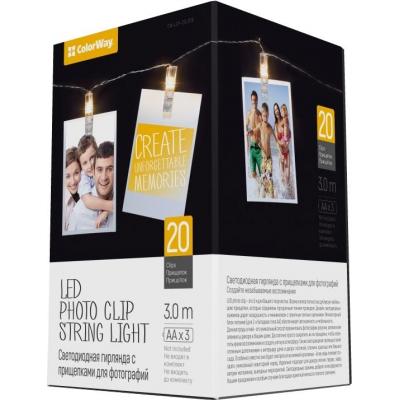 

Гирлянда ColorWay 20 LED, 3м, гирлянда с прищепками (CW-LCP-20L30B). 51535