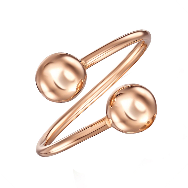 

Золотое кольцо с разомкнутой шинкой и двумя бусинами 000101686 17 размера