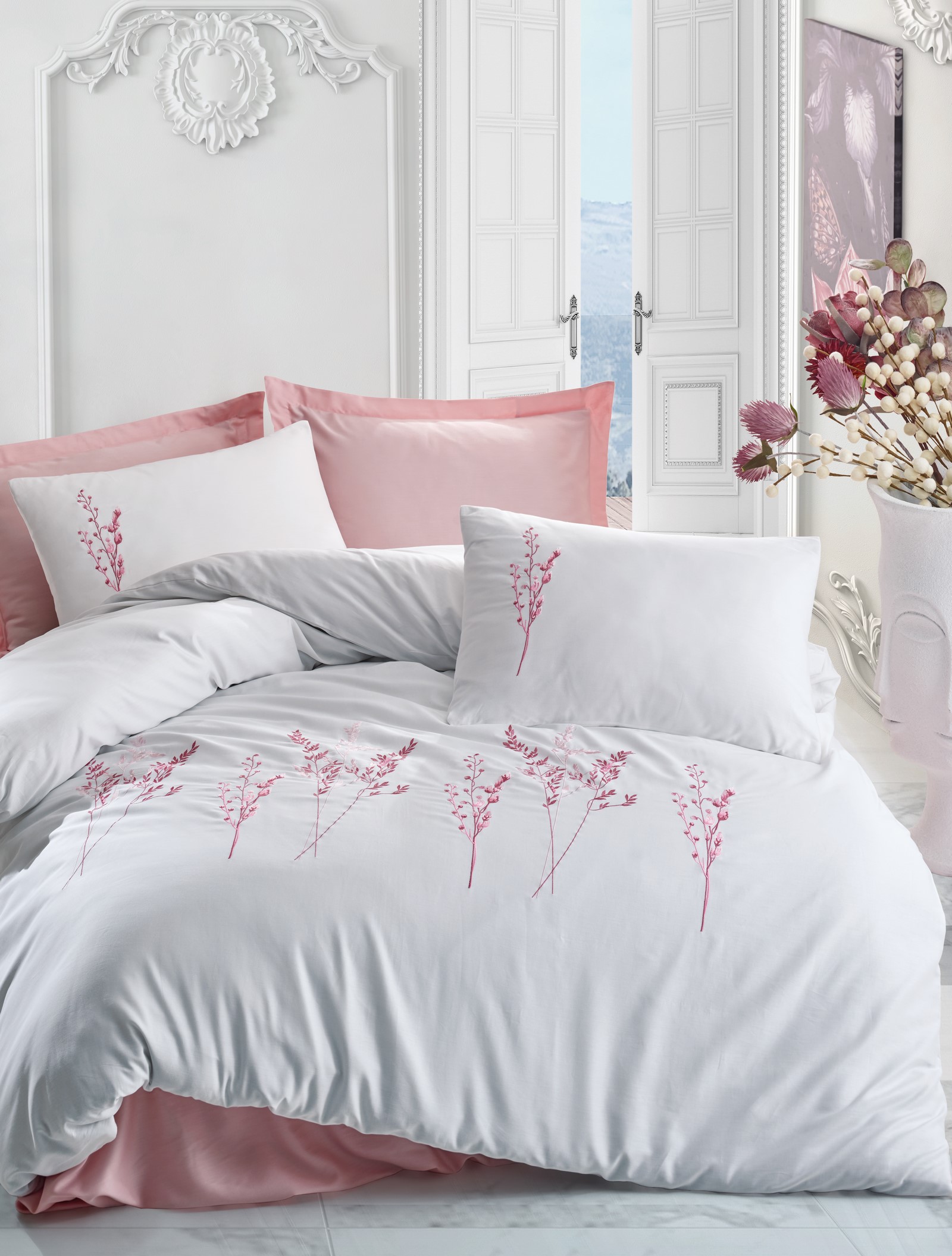 

Комплект постельного белья Cotton Box Brode Lisa Pudra 200x220 см