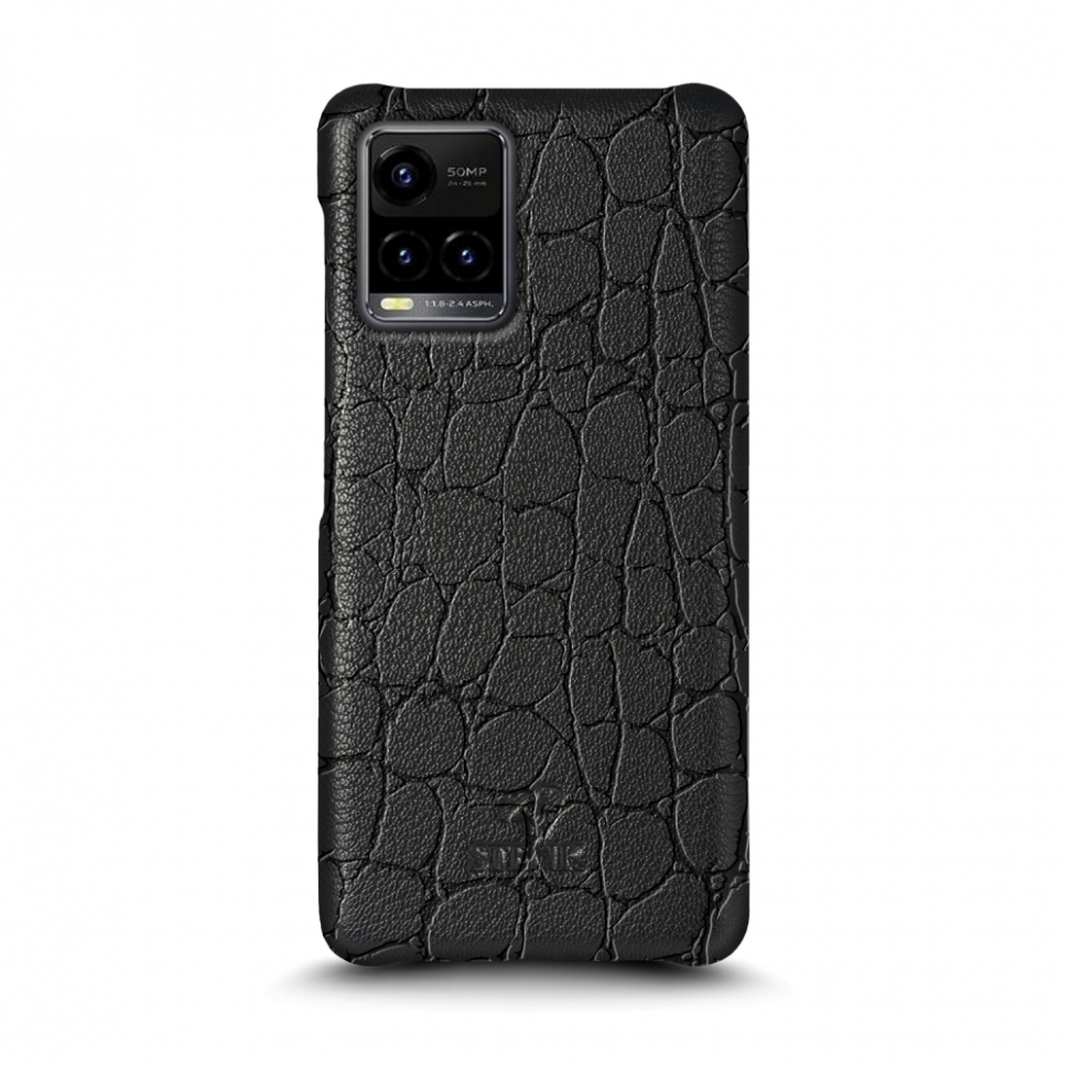 

Кожаная накладка Stenk Reptile Cover для Vivo Y33s Чёрная