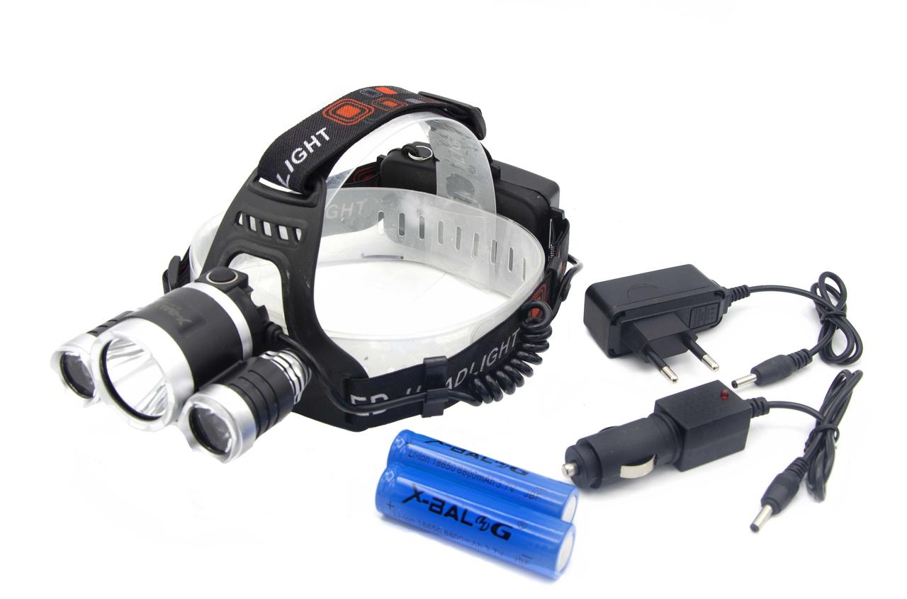 

Налобный светодиодный фонарь BORUIT BL-RJ3000 аккумуляторный LED T6 4 режима работы Черный