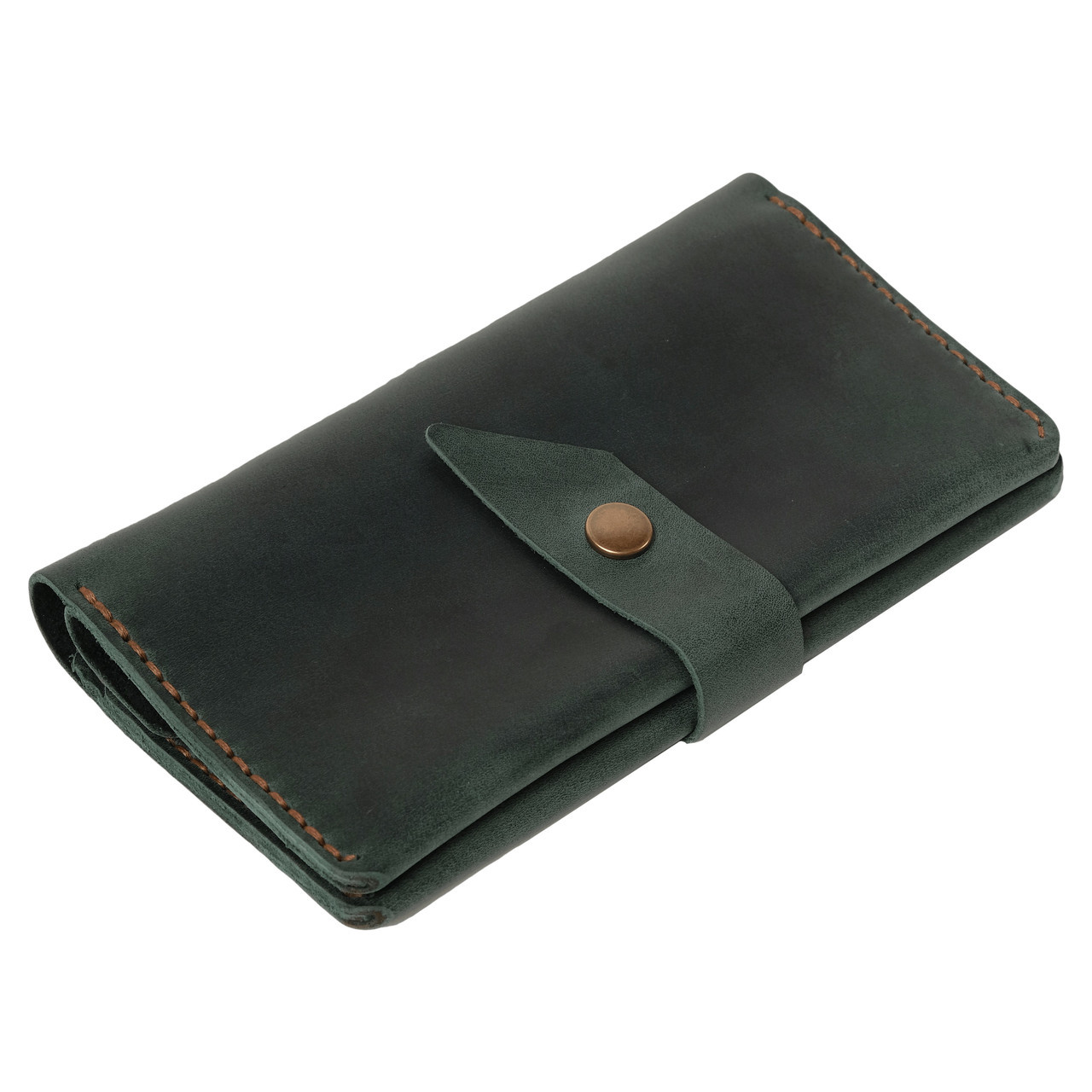 

Кожаное портмоне «Promin Green» унисекс зеленое (17x9,75 см) ручной работы от pan Krepko