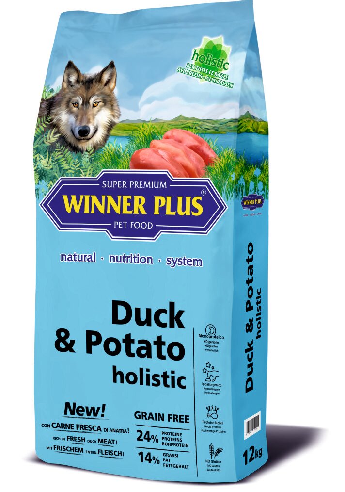 

Гіпоалергенний сухий корм для собак з качкою і картоплею Winner Plus Duck & Potato holistic (14112) 12 кг