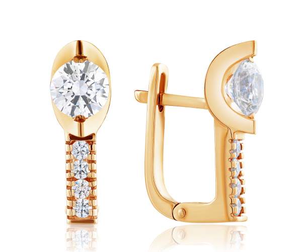 

Серьги золотые с камнями SWAROVSKI Zirconia "Лукреция", С4217SW