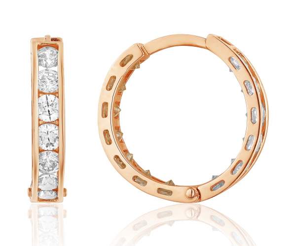 

Серьги-кольца золотые с камнями SWAROVSKI Zirconia "Полнолуние", С4174SWFYELL