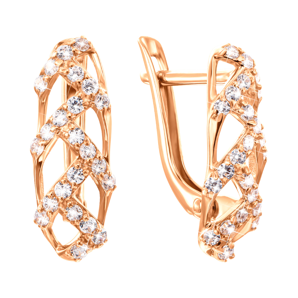 

Серьги из красного золота с цирконием 000138453