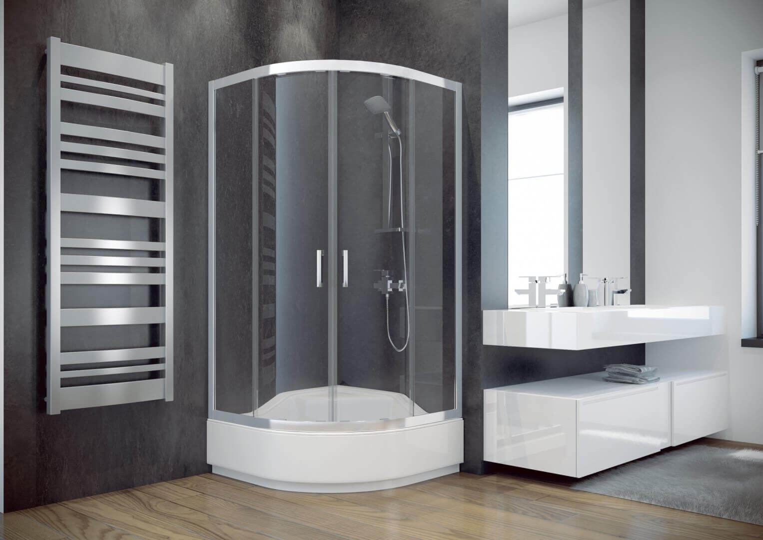 

Душова кабіна Besco Modern 90x90x165, графітне скло (MP-90-165-G)