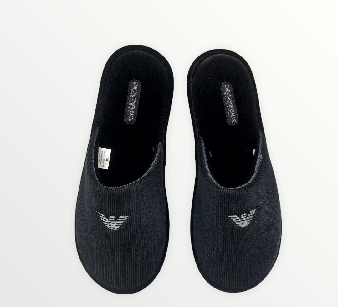 

Armani мужские комнатные тапочки L (43-44) черный вельвет XJPM01-XD227