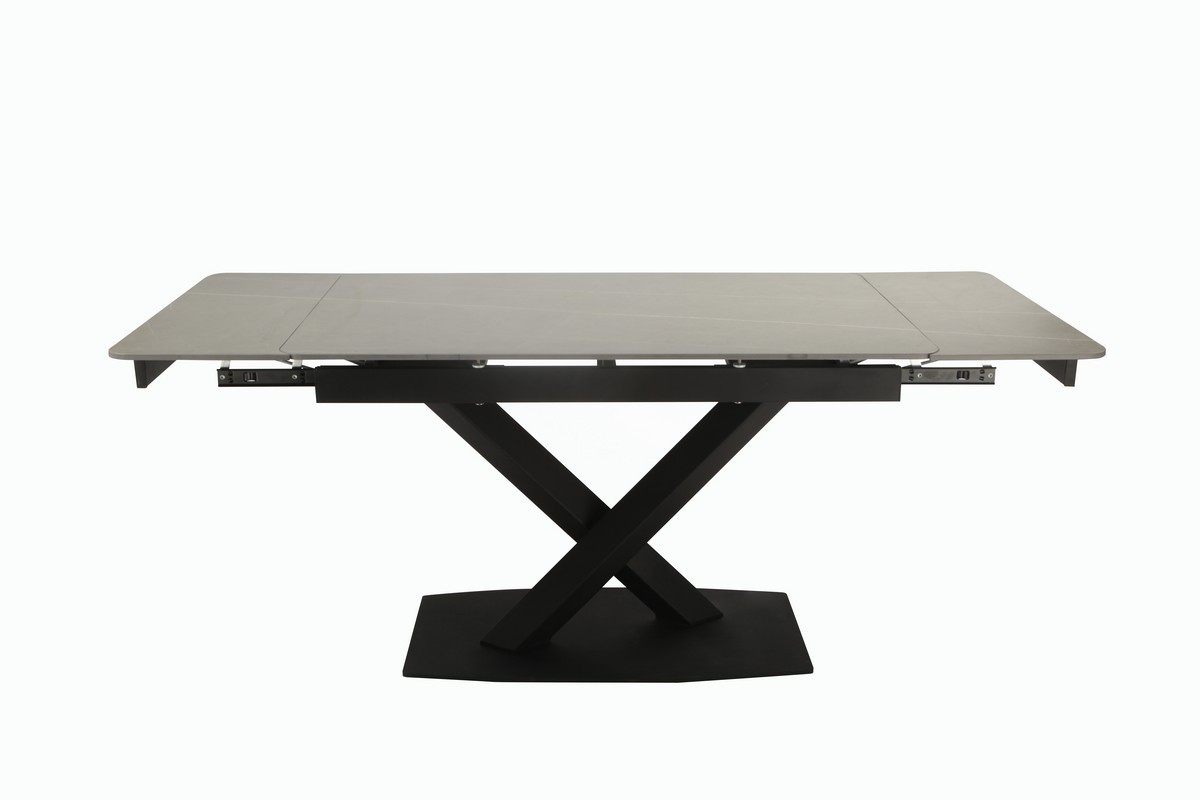 

Стол Деми 120-180x80x76 см айс грэй чёрный