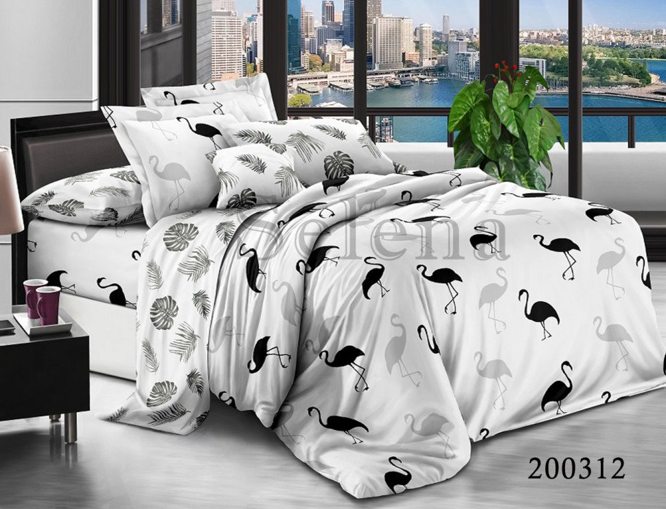 

Постельное белье из ранфорса Selena Фламинго ретро 200312 Полуторный