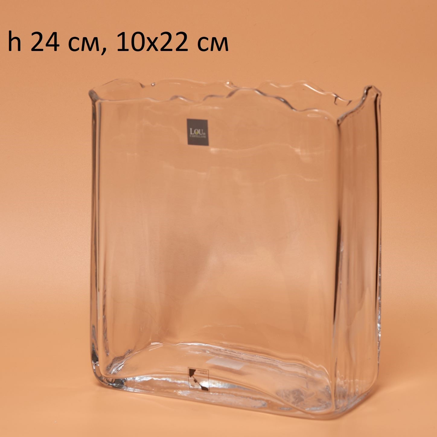 

Ваза стеклянная Lou de Castellane "Прямоугольник с волнистой кромкой" h 24 см прозрачная