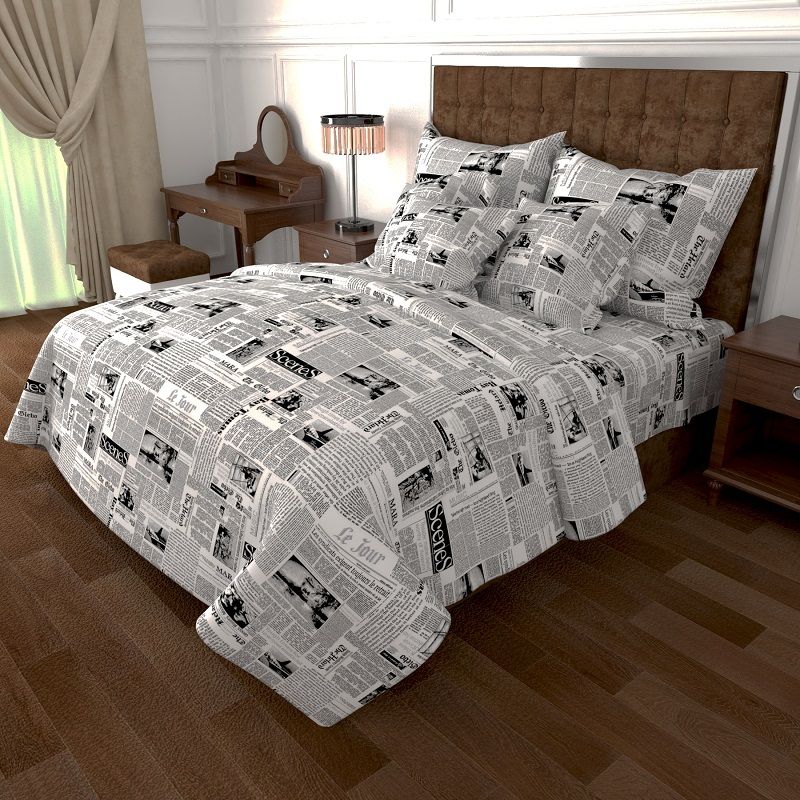 

Постельное белье Vpostelke ранфорс газета Таймс Семейный 220х250 см белый, чёрный
