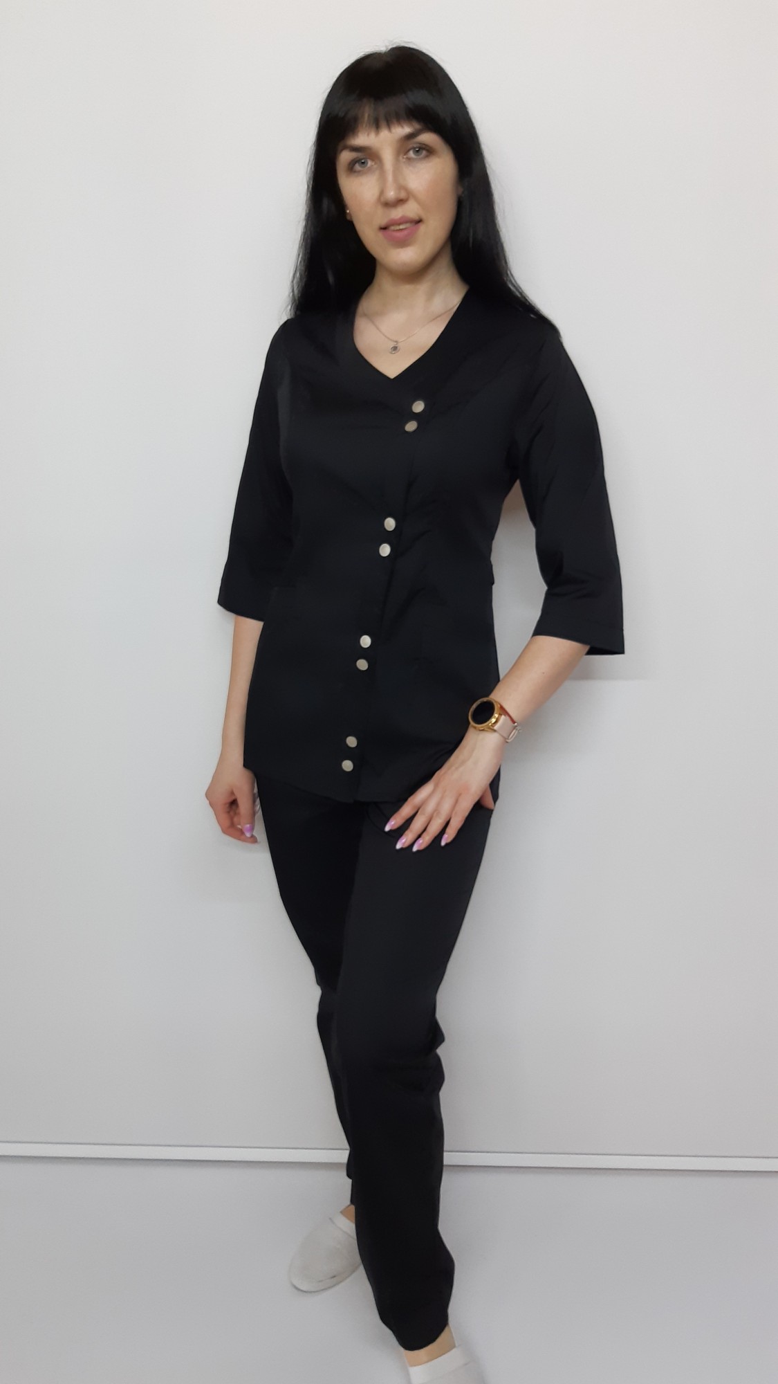 

Женский медицинский костюм Китай коттон три четверти рукав Черный, Женский медицинский костюм Китай коттон три четверти рукав Черный 60