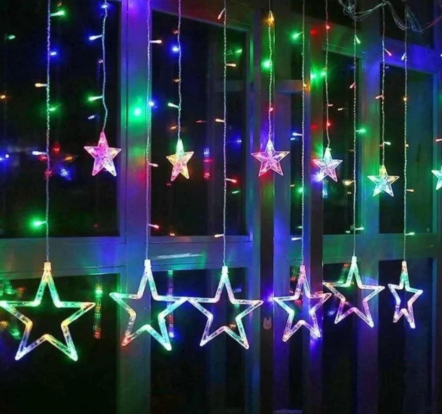 

Гирлянда штора STAR CURTAIN MULTI 7753 Звезды, разноцветная