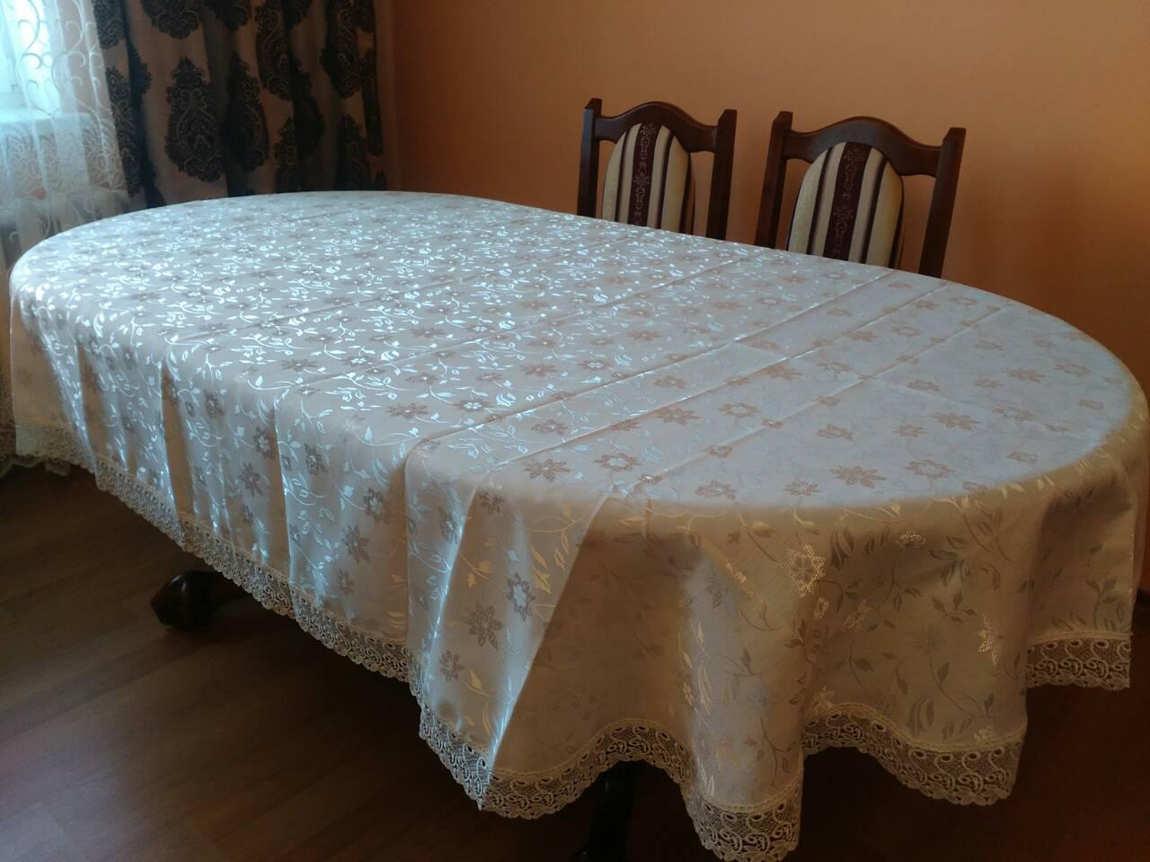 

Скатерть CARDION овальная "ALYA" 160*300 см кремовая