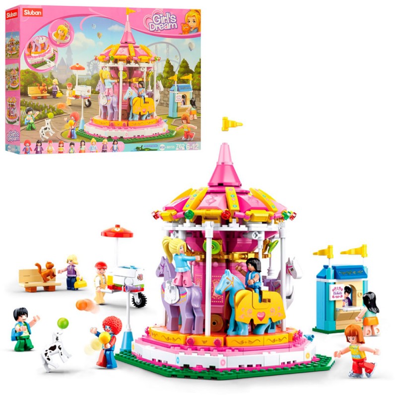 

Конструктор SLUBAN Girls Dream парк розваг каруселі кафе фігурки M38-B0725