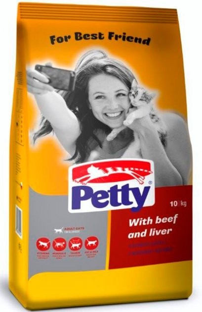 

Сухий корм для дорослих кішок з яловичиною і печінкою PETTY 10 кг