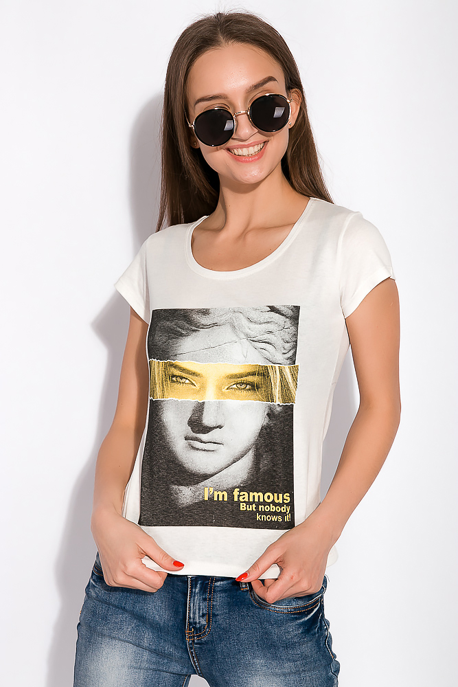 

Футболка с принтом на груди Time of Style 148P333-1 S Молочный