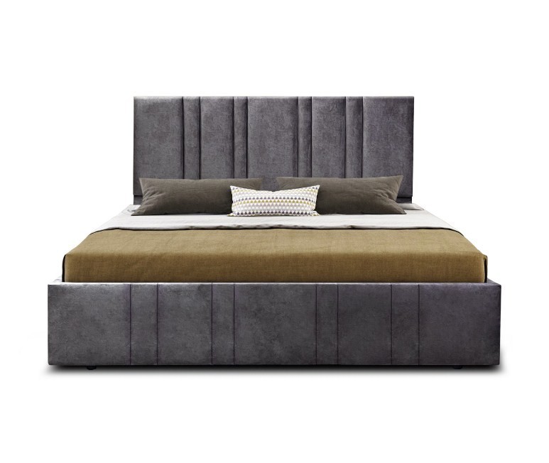 

Кровать двухспальная с мягким изголовьем ZFD Camelia графитовая 160*200 см