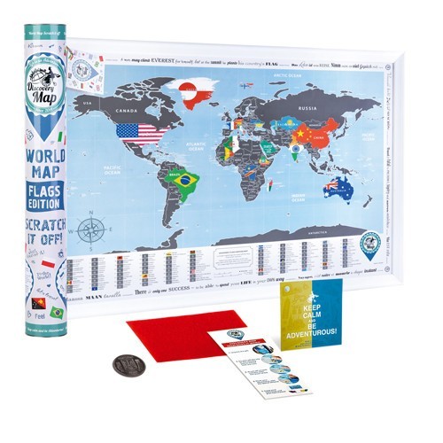 

Скретч карта Discovery Map ENG 68*48 см Яркая карта мира с флагами стран