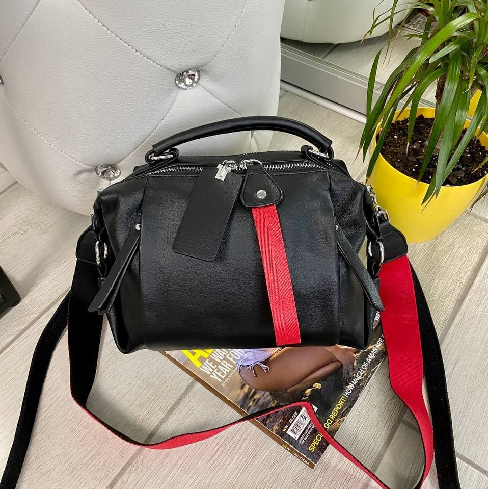 

Сумка Black с двумя ремешками на два отдела черная блек1