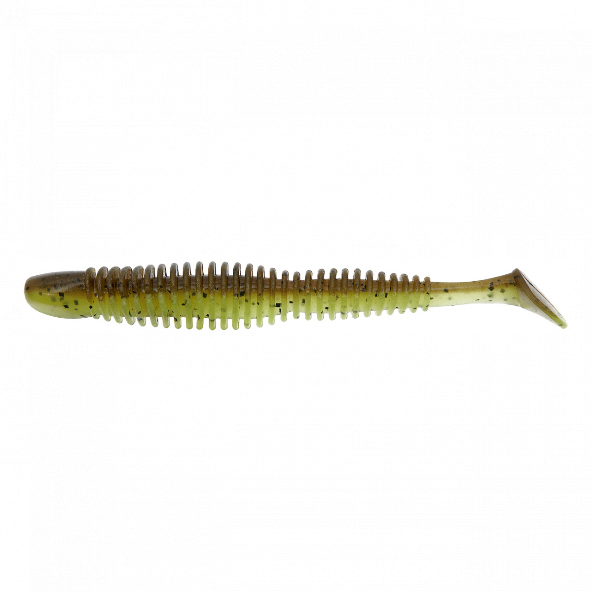 

Виброхвост Reins Bubbring Shad 4" B08 Green Pumpkin Chart Melon 6 шт