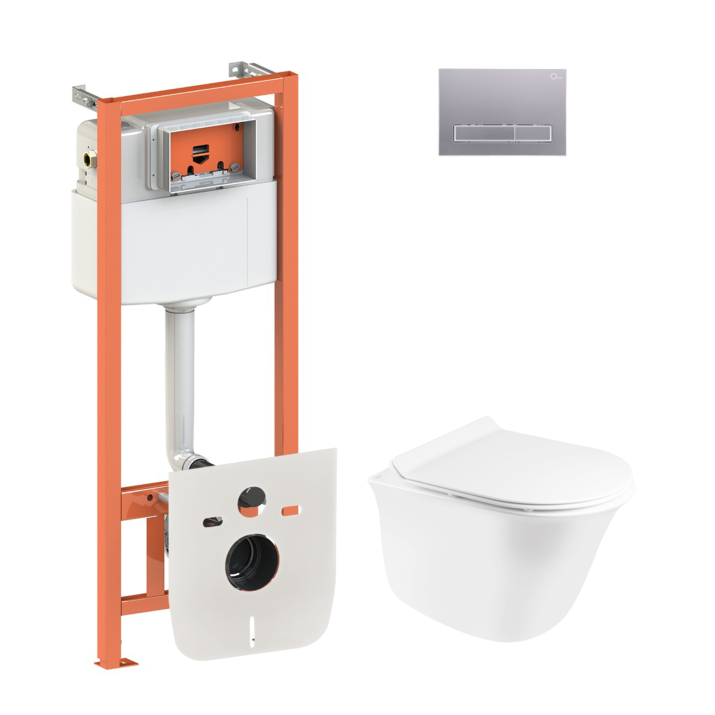 

Набор Qtap инсталляция 4 в 1 с панелью смыва Nest (QT0133M425 + QT0111M08382SAT) + унитаз с сиденьем Virgo QT1833051ERW