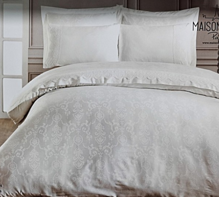 

Постельное белье Maison D'or жаккард сатин (100 %хлопок) евро Mirabella Dantela Cream Цвета: кремовый